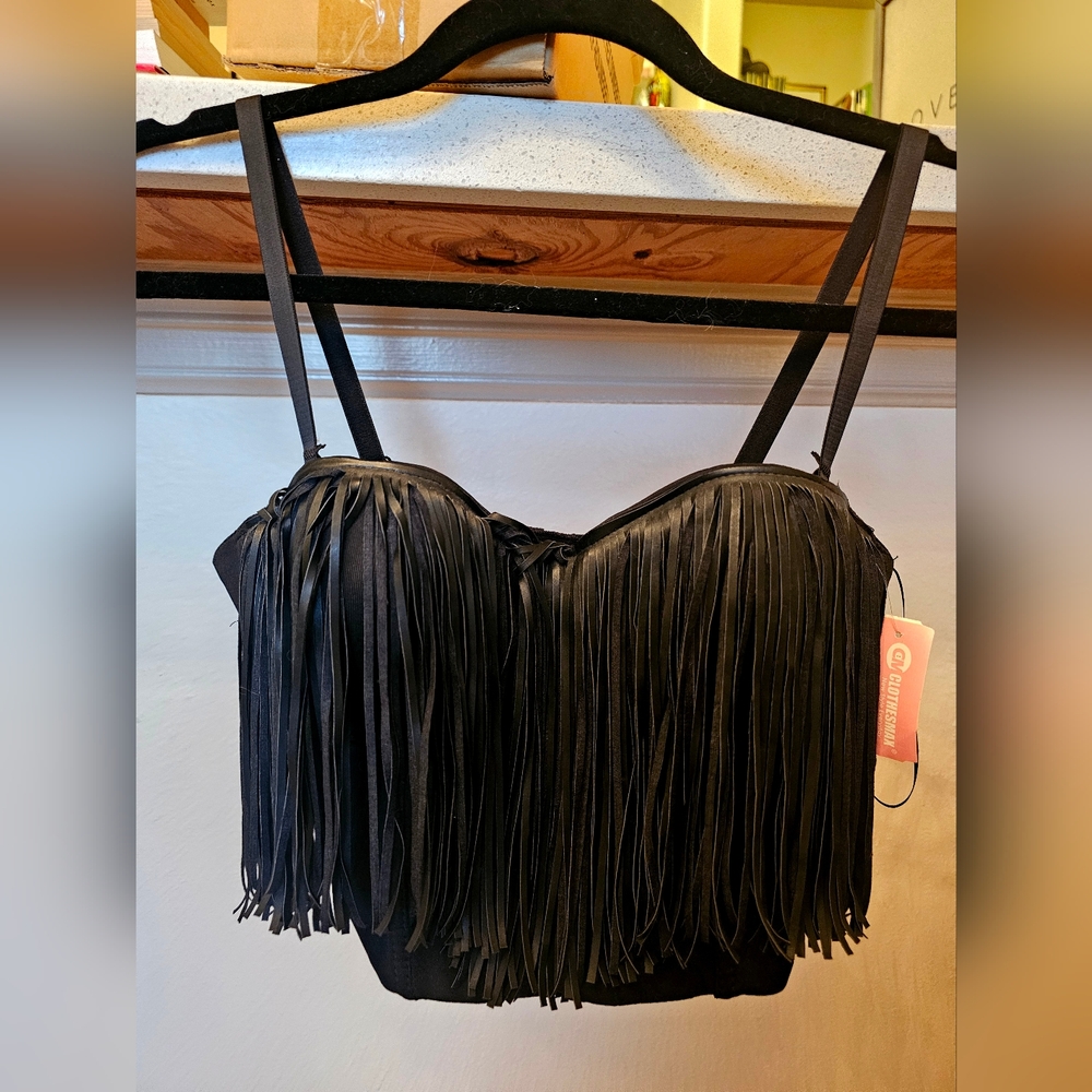 Chic Black Fringe Top
